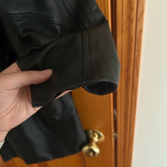 Vintage Black Leather Long Jacket - Picture 8 of 10